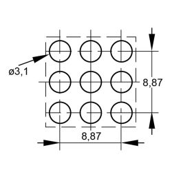 Zeichnung-Powerelement-Typ-PE-THR-C-9-Pins-Schablonenvorschlaege
